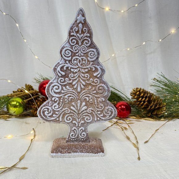 Other - Merry Christmas Resin Gingerbread Slim Tree Tabletop Holiday Decor 10.5" New